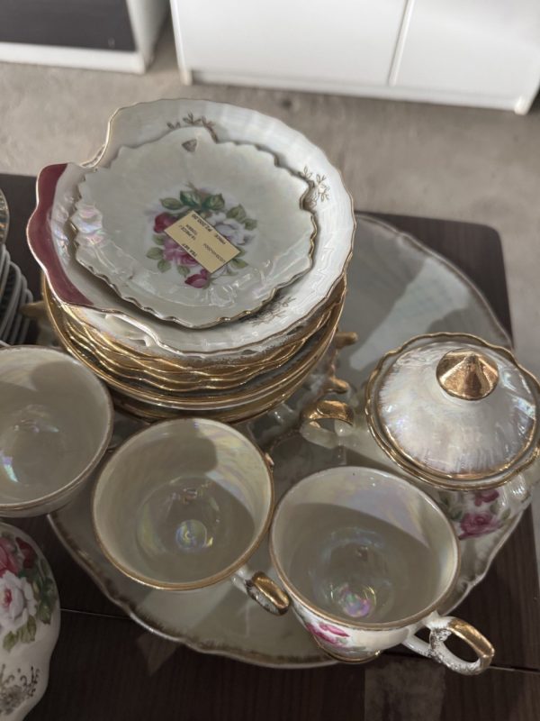 🍵 Elegant White Teaset with Gold Trim & Floral Accent
